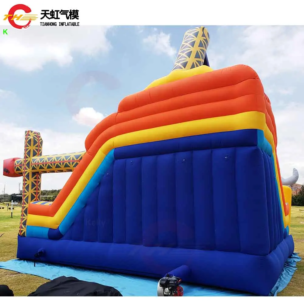 Maßgeschneiderter 5 x 5 m großer aufblasbarer Türsteher-Spielplatz mit Rutsche, kommerzielles Luft-Hüpfhaus-Schloss mit Gebläse
