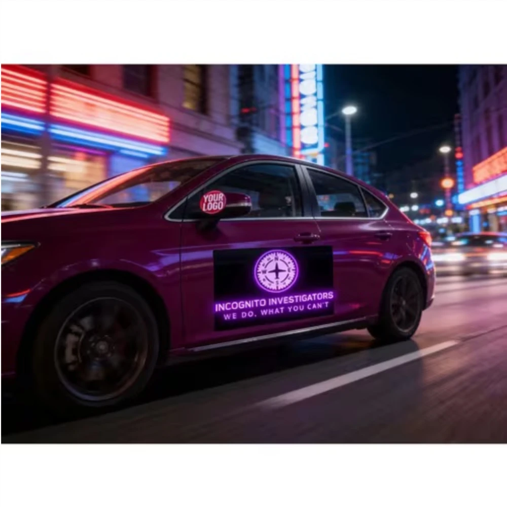 

Custom Car Stickers Decals,Suitable Rear Windshield, Fuel Tank Cap, Car doors,Incognito Investigators Logo Neon Light Pattern