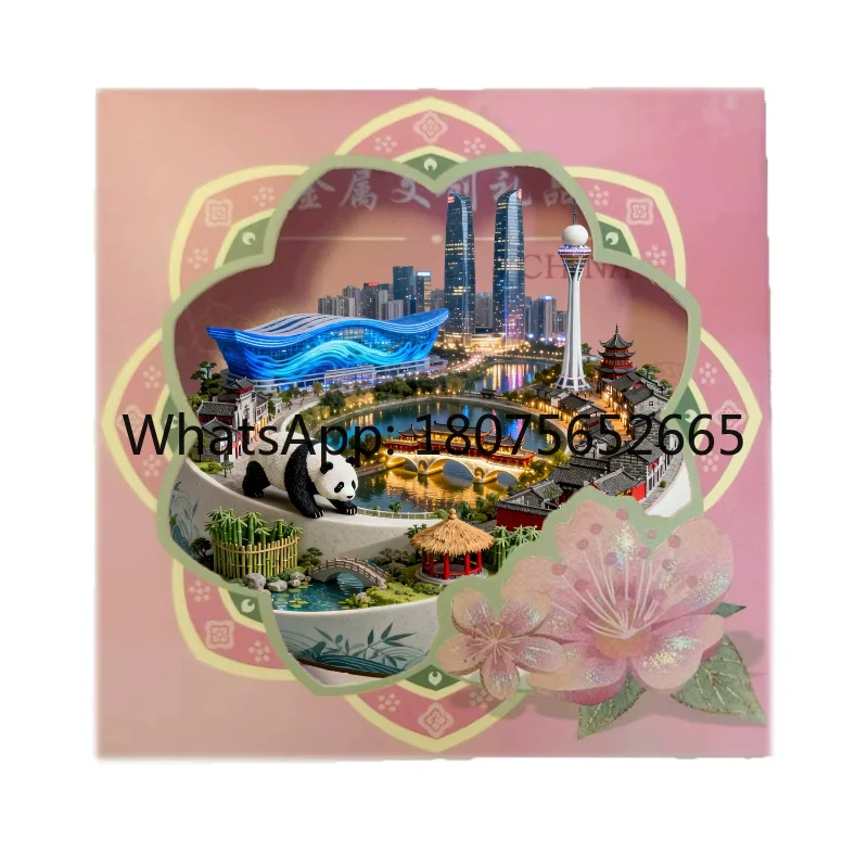 Metal refrigerator magnet sichuan cultural tourism scenery embossed souvenir