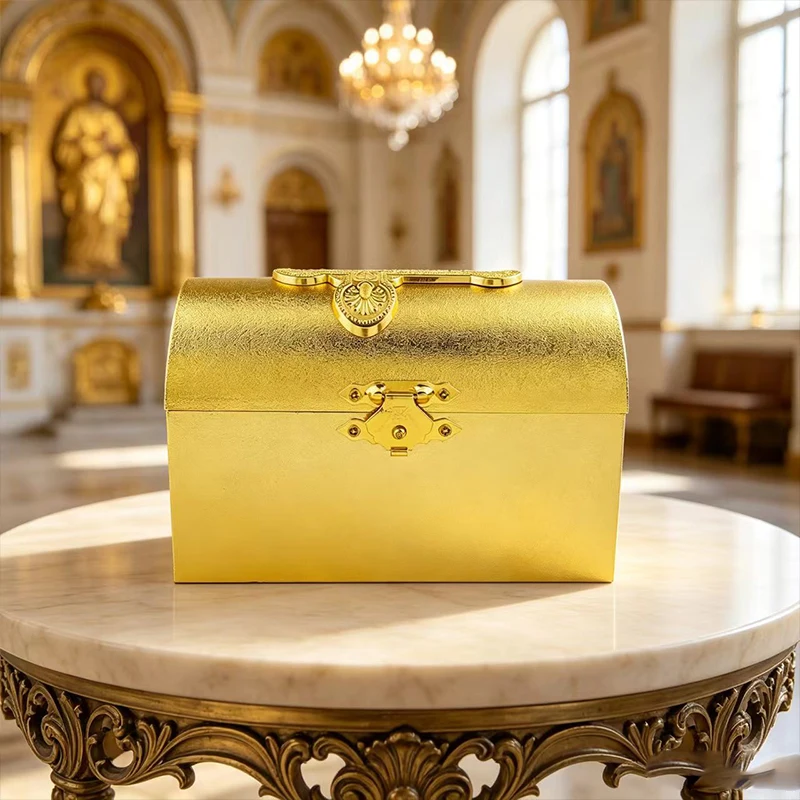 Neue Orthodoxe Kommunions-Hostienbox, Gold-Silber-Altarschatulle, Katholische Kirche, Liturgische Reliquienaufbewahrung, Heiliges Byzantinisches Christliches Geschenk – Detail 2