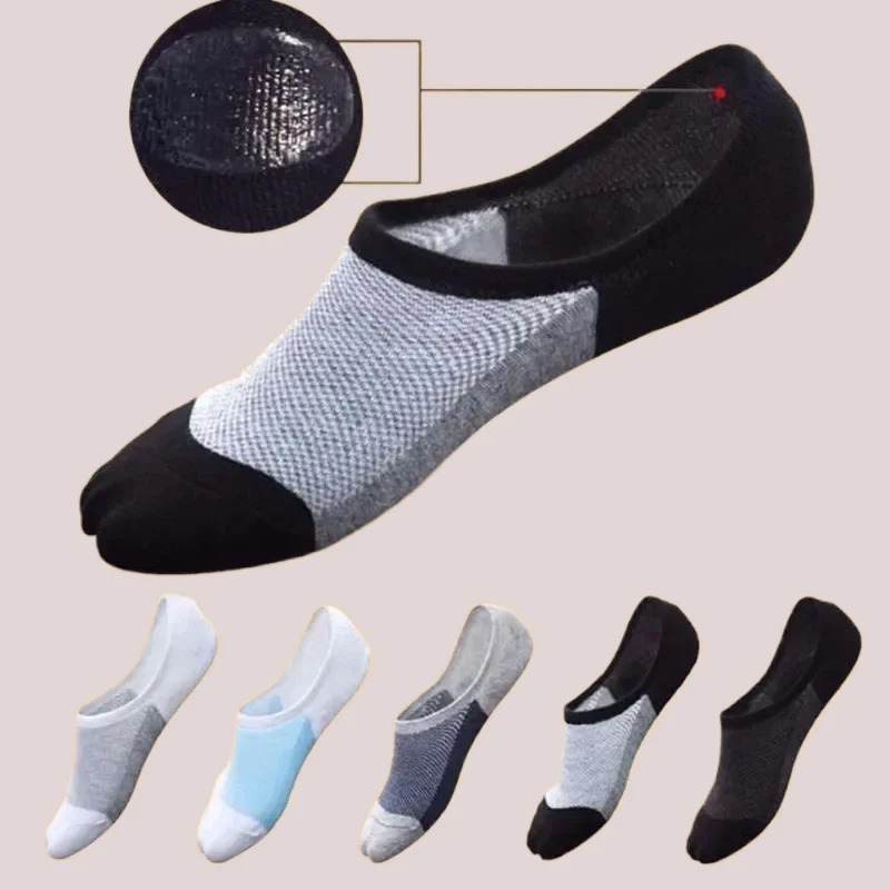 5 Pairs New Man High Quality Mesh Breathable Short Socks Male Sweat-absorbent Silicone Fashion Cotton Socks Men Invisible Socks