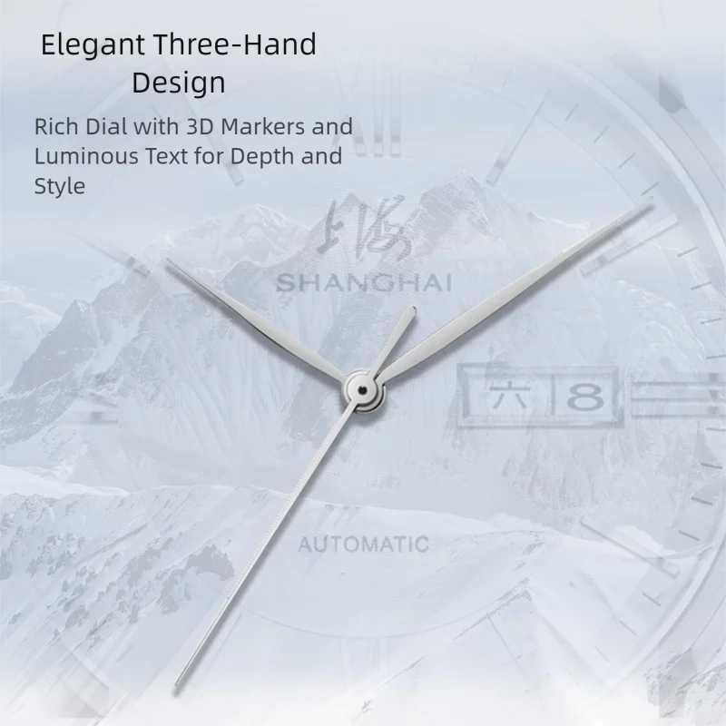 شنغهاي ساعة رجالية أوتوماتيكية ميكانيكية ساعة اليد الكلاسيكية الهاتفي العلامة التجارية الفاخرة الأعمال مقاوم للماء ساعة اليد عادية 3023
