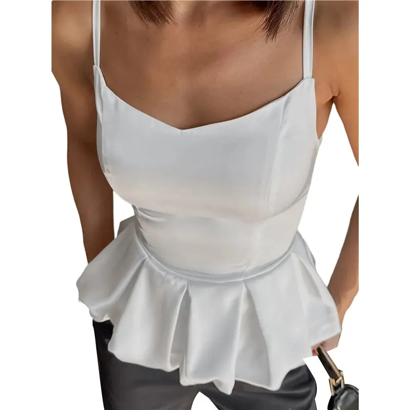 

Женская милая майка-топ с оборками и завязками на бретелях CYL