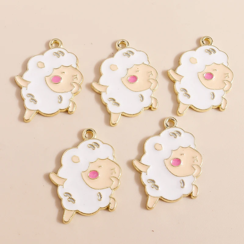 

20pcs 20x26mm Cartoon Animal Charms Enamel Sheep Charms Pendants for Making DIY Earrings Necklaces Bracelets Jewelry Findings ﻿