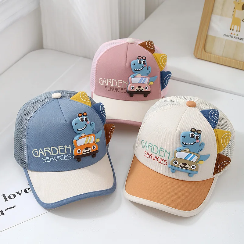 Baby Hat Spring Summer Sunshade Hat Car Dinosaur Mesh Baseball Cap Boys Girls Super Cute Breathable Casual Fashion Trucker Hat
