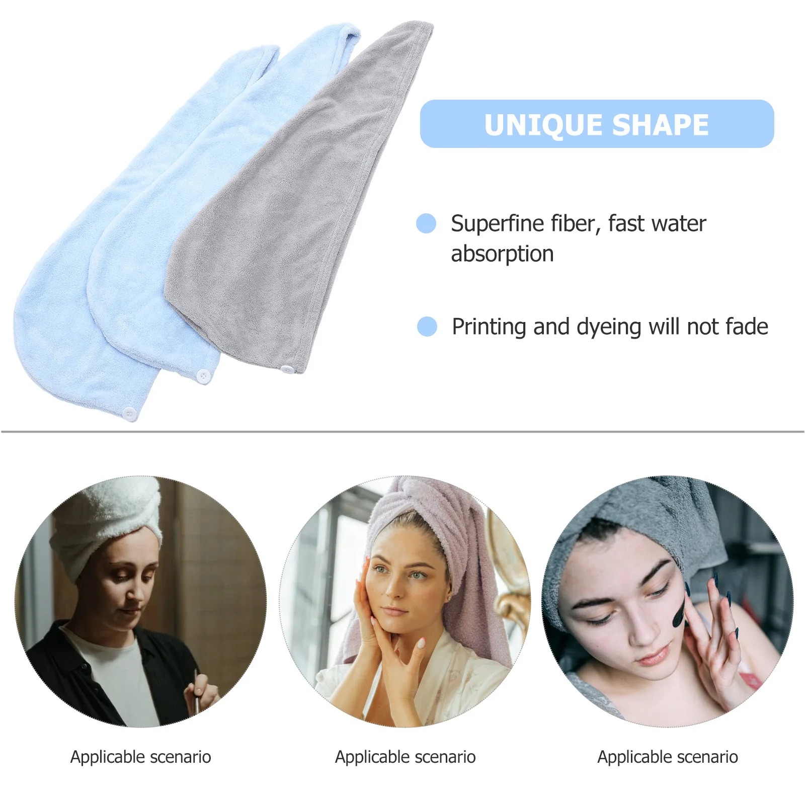 3 قطعة مناشف الشعر المرنة التجفيف السريع التفاف قبعة المحمولة لجميع أنواع الشعر منشفة تجفيف الشعر منشفة استحمام عرض الإمدادات #5