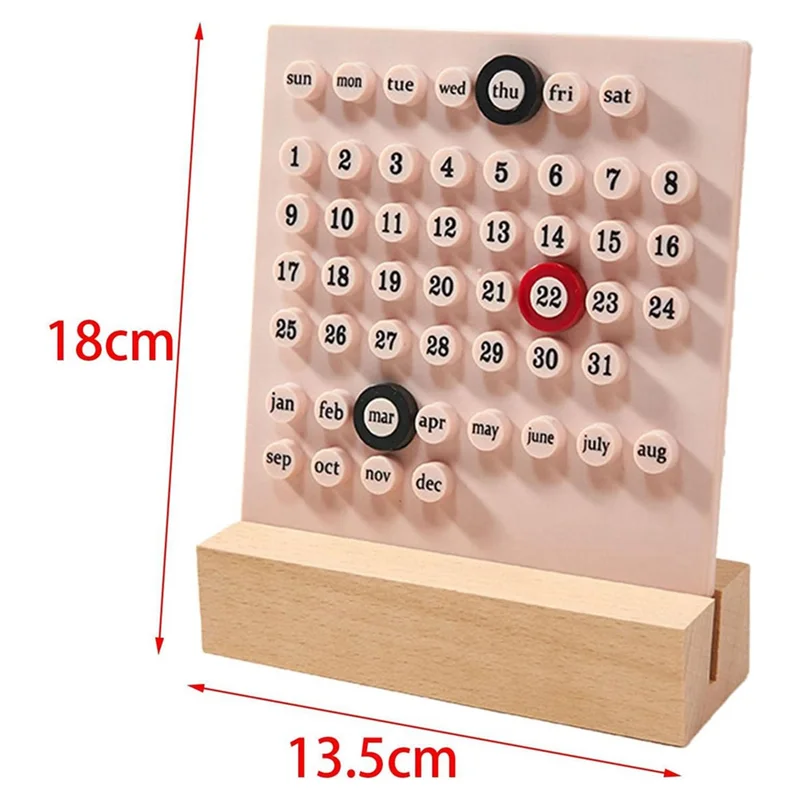 Gfc-Wooden Desk Calendar Perpetual Calendar Retro Home Unique Gifts,Month Date Display, Desk Decorations for Office, Green