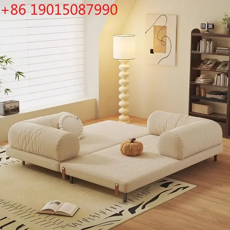 Sofa bed folding dual-purpose small apartment living room corduroy multi-functional pull-out retractable double sofa