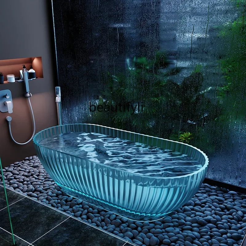 

AY7Art transparent pure resin bathtub Independent installation-free villa hotel artificial stone pure acrylic bathtub