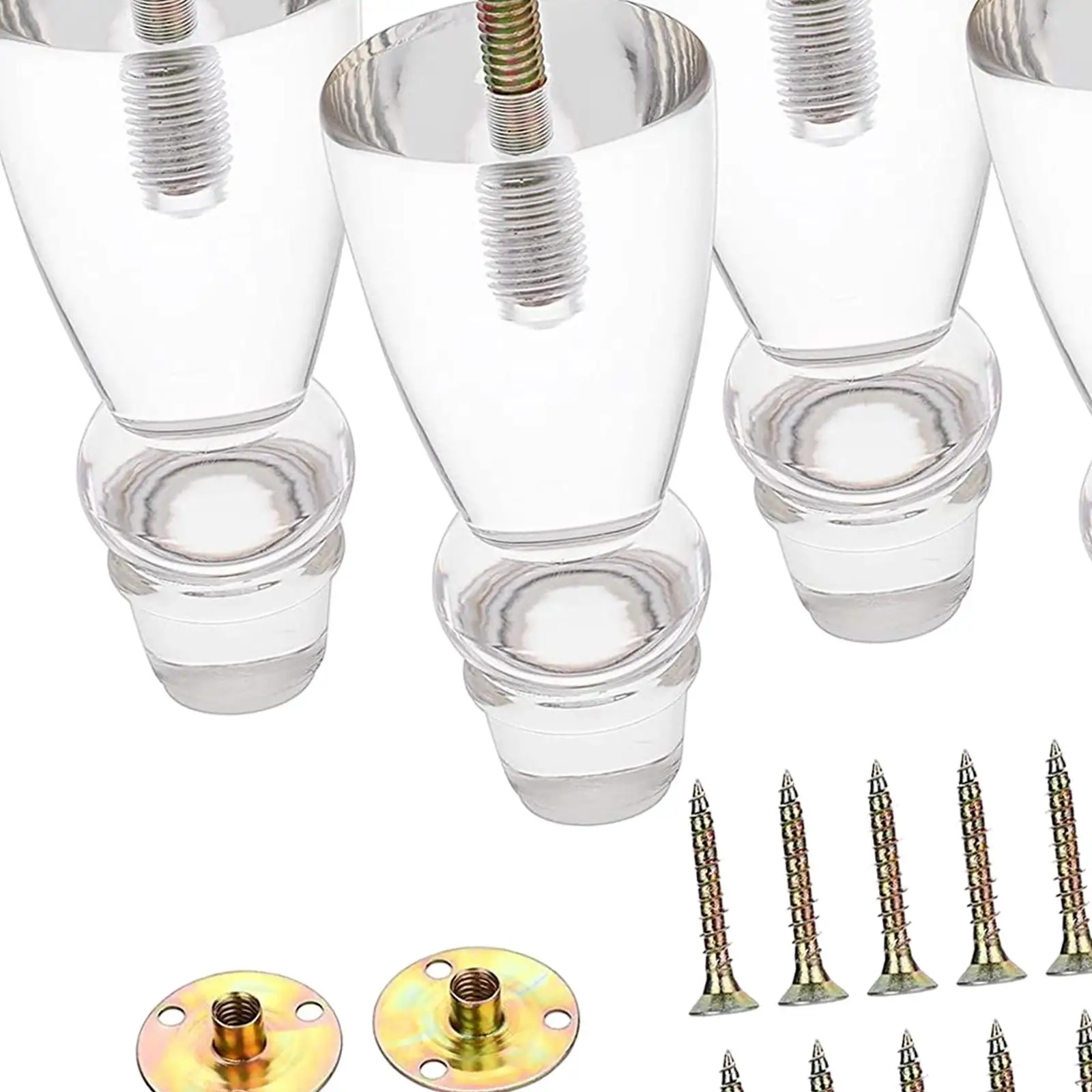 4 قطعة أرجل قطع الأثاث الاكريليك استبدال أقدام الأريكة مع تصاعد الأجهزة 4 بوصة أرجل الطاولة أقدام أريكة لطاولة حامل التلفزيون