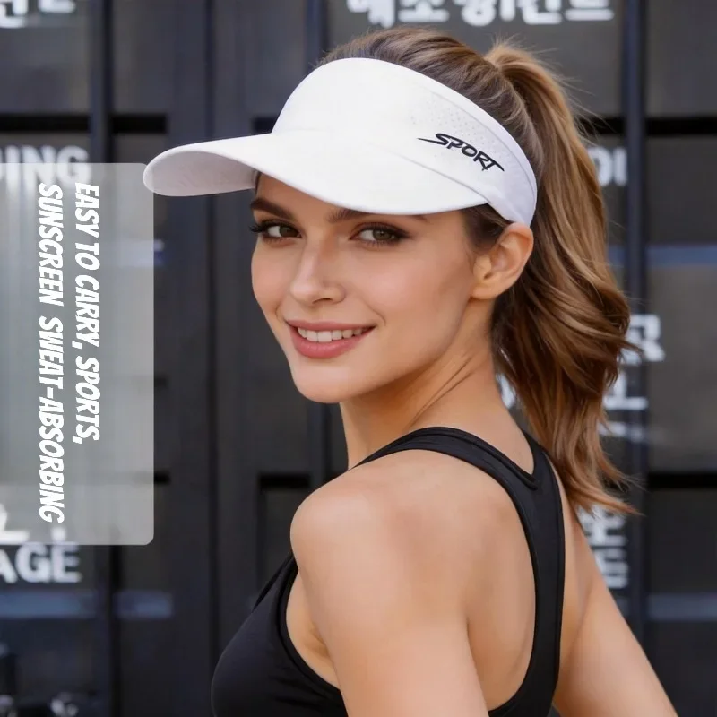 Summer An-ti UV SPORT Printed Tennis Sunhat Adjustable Top Empty Sun Protection Hat Visors Quick Dry Running Golf Baseball Caps view 2