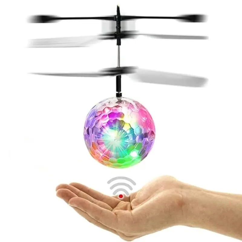 1Pc Kolorowy Mini Drone Lśniący LED Drone Latająca Kula Helikopter Światło Kryształowa Kula Indukcyjny Quadcopter Samolot Dzieci Zabawki