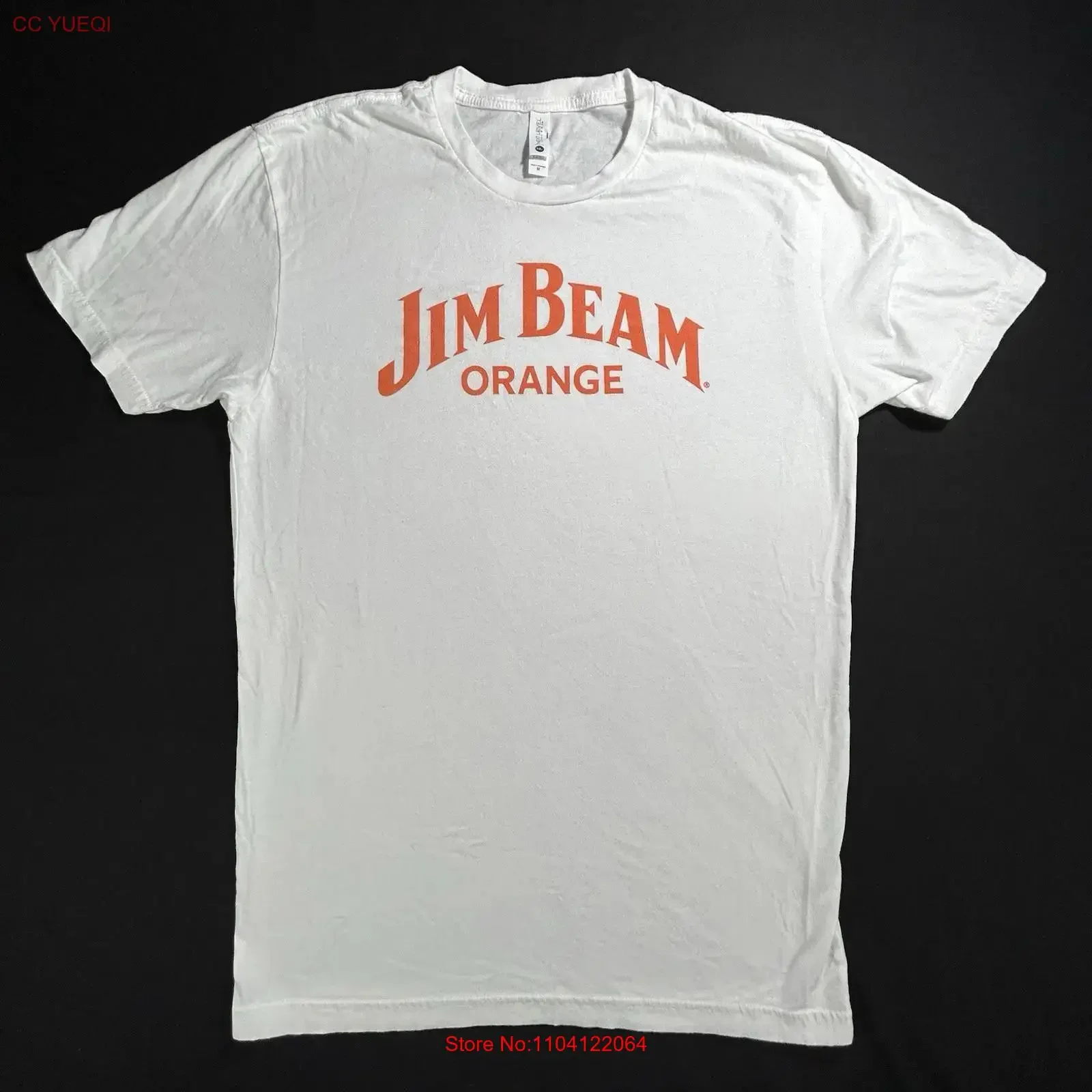 Camiseta Jim Beam Orange White para hombre, talla mediana, corte ajustado, estilo vintage, lavada, a la moda, transpirable, versátil, cómoda, unisex, suave