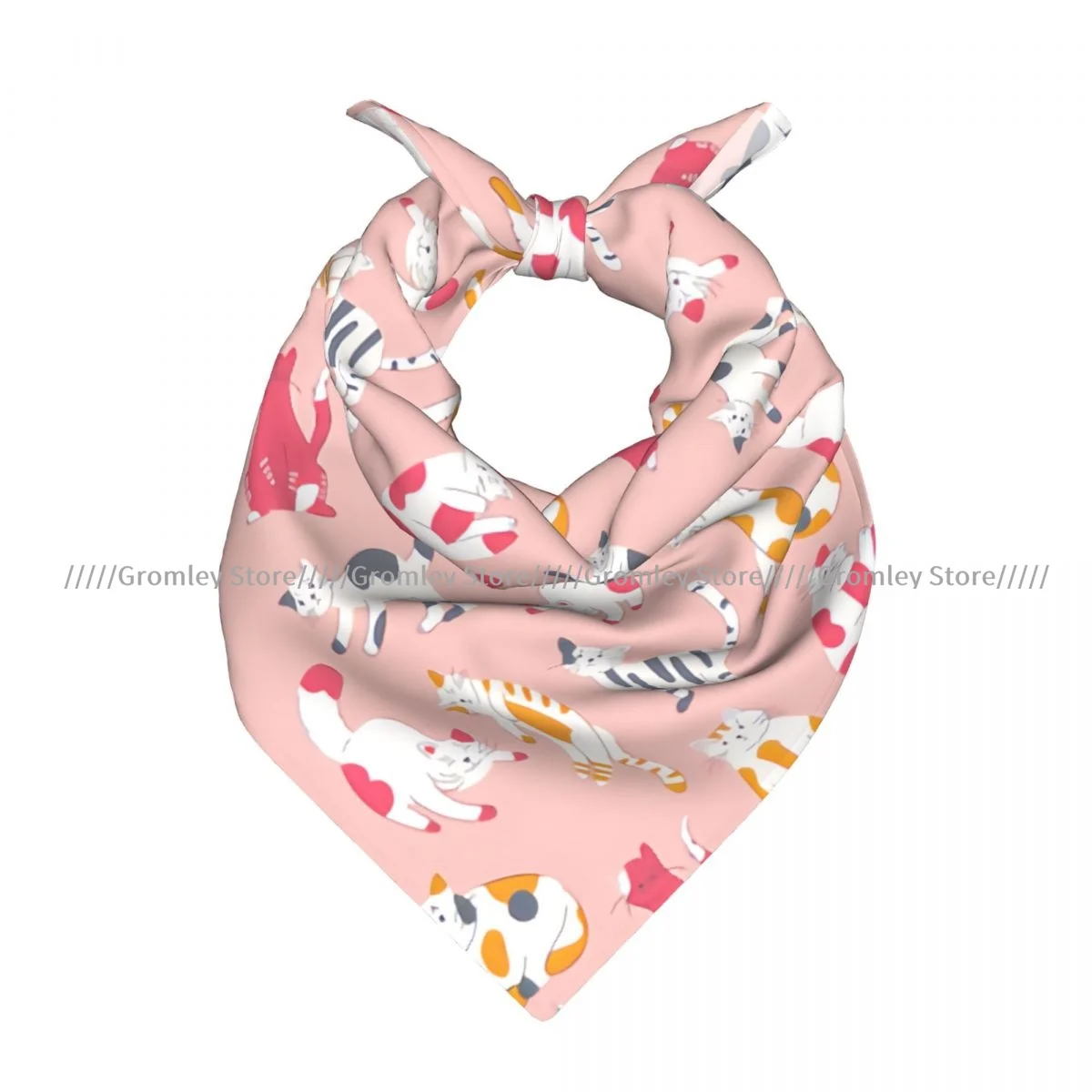 

Cute Cat Pattern Square Towel Multifunctional Neck Scarf Hair Bandana