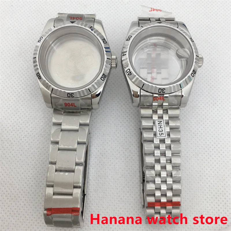 Cassa sommergibile in acciaio inossidabile argento da 39 mm con vetro zaffiro per movimento NH35 NH36 ETA2824 2836 PT5000