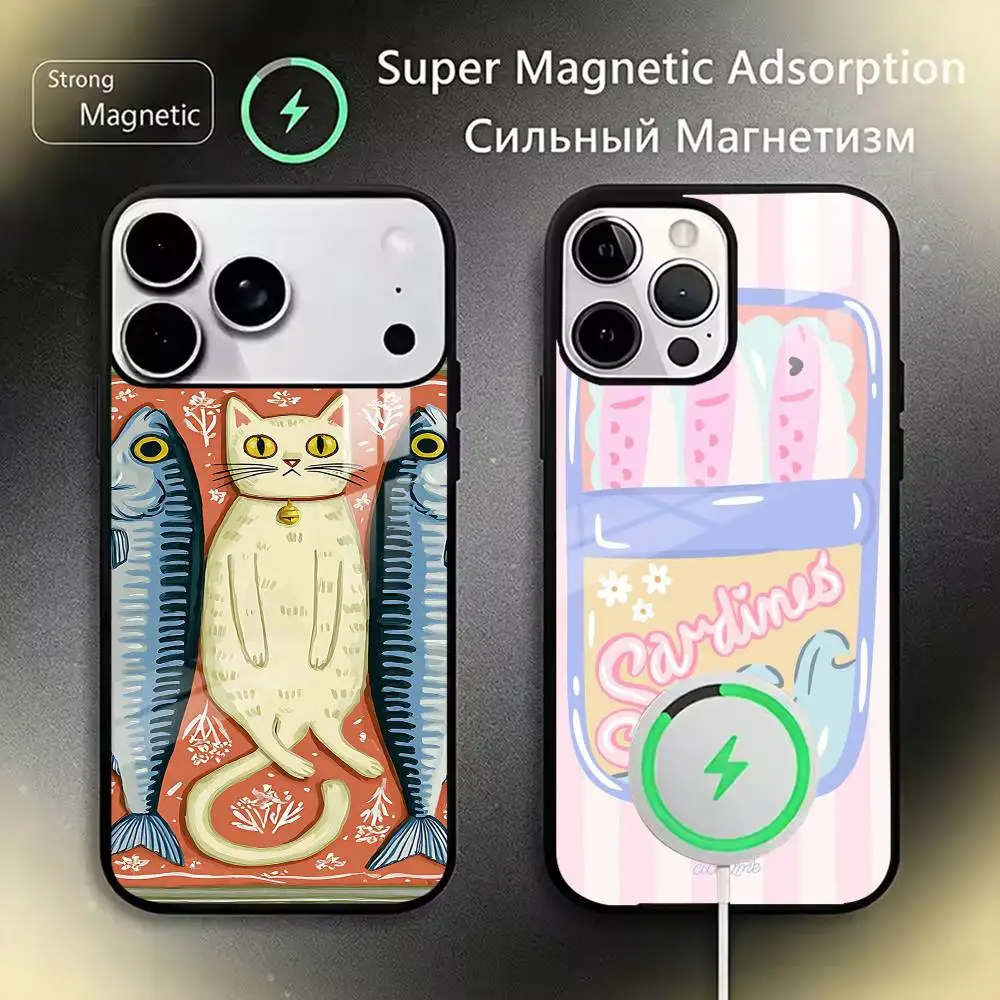 

Sardines Color Fish Funny Phone Case For iPhone17,16,15,14,13,12,11 Plus,Pro Magnetic For Magsafe Wireless Charging