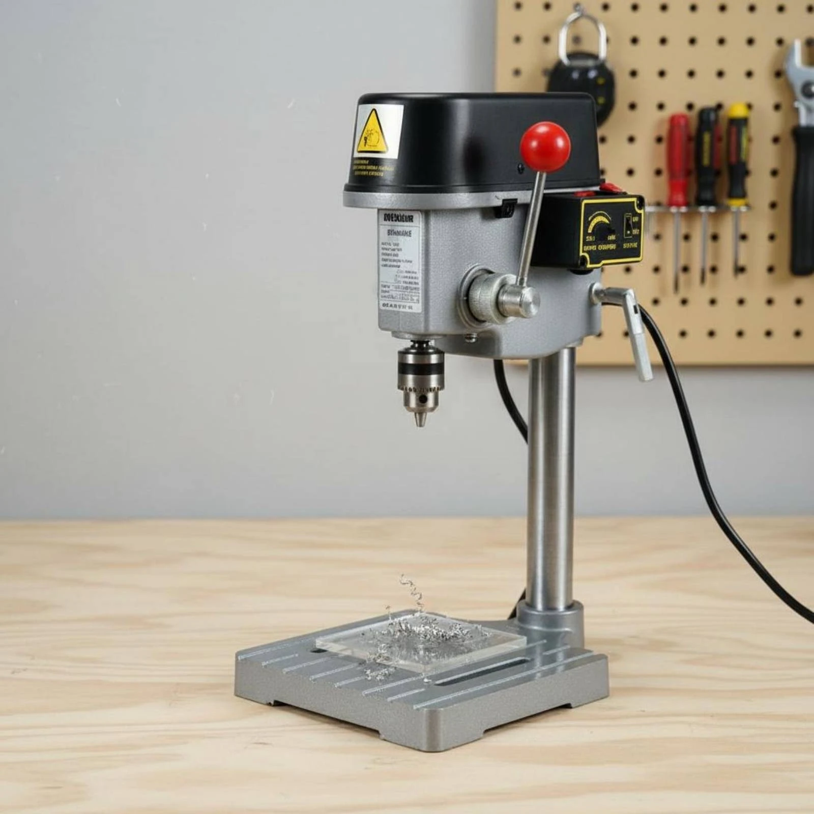 

Mini Drill Press Space-Saving Design Small Benchtop Drill Power Tool 340W Engine for Hobbyists, Garage