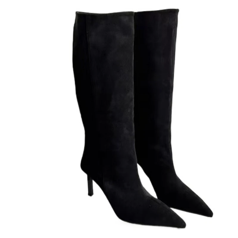 High Heels High Boots Women Sexy Pointed Toe Heeled Shoes Luxury New Winter 2025 Trend Fashion Boots Party Chelsea Botas Pumps