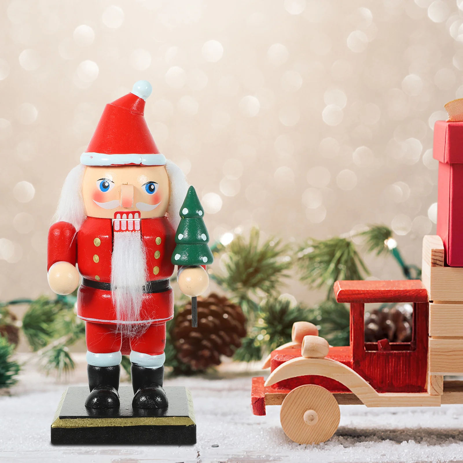 

Santa Claus Nutcracker Cute Wooden Xmas Nutcracker Ornament Christmas Table Decoration Wood Puppet Xmas Table Ornament