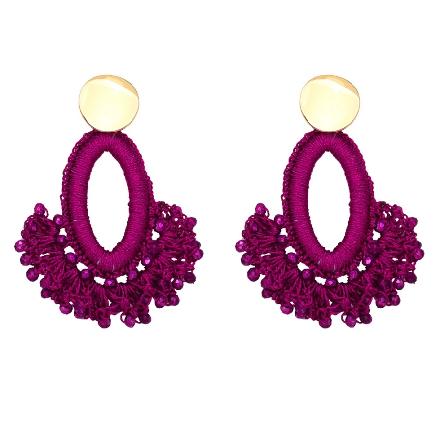 

INKDEW Fan Drop Shape Drop Earrings For Women Beads Handmade Threading Crystal Big Long Earrings Jewelry Gift EA080