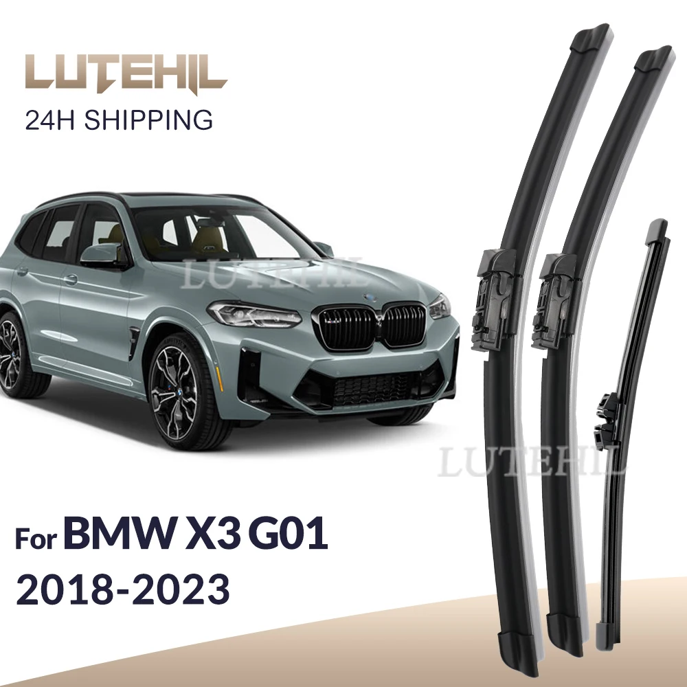 LUTEHIL Scheibenwischer für BMW X3 G01 2.0 3.0 2018–2023 2019 2020 2021 vorne und hinten Wischerblätter Windschutzscheibe Windschutzscheibe Fenster 26"+20"+11"