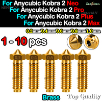 1~10pcs  For Anycubic Kobra 2 Brass Wholesale Nozzles For Kobra2/Kobra2 Pro/Neo Kobra2 Plus/Max 3D Printer 0.2/0.4/0.6/0.8/1.0mm