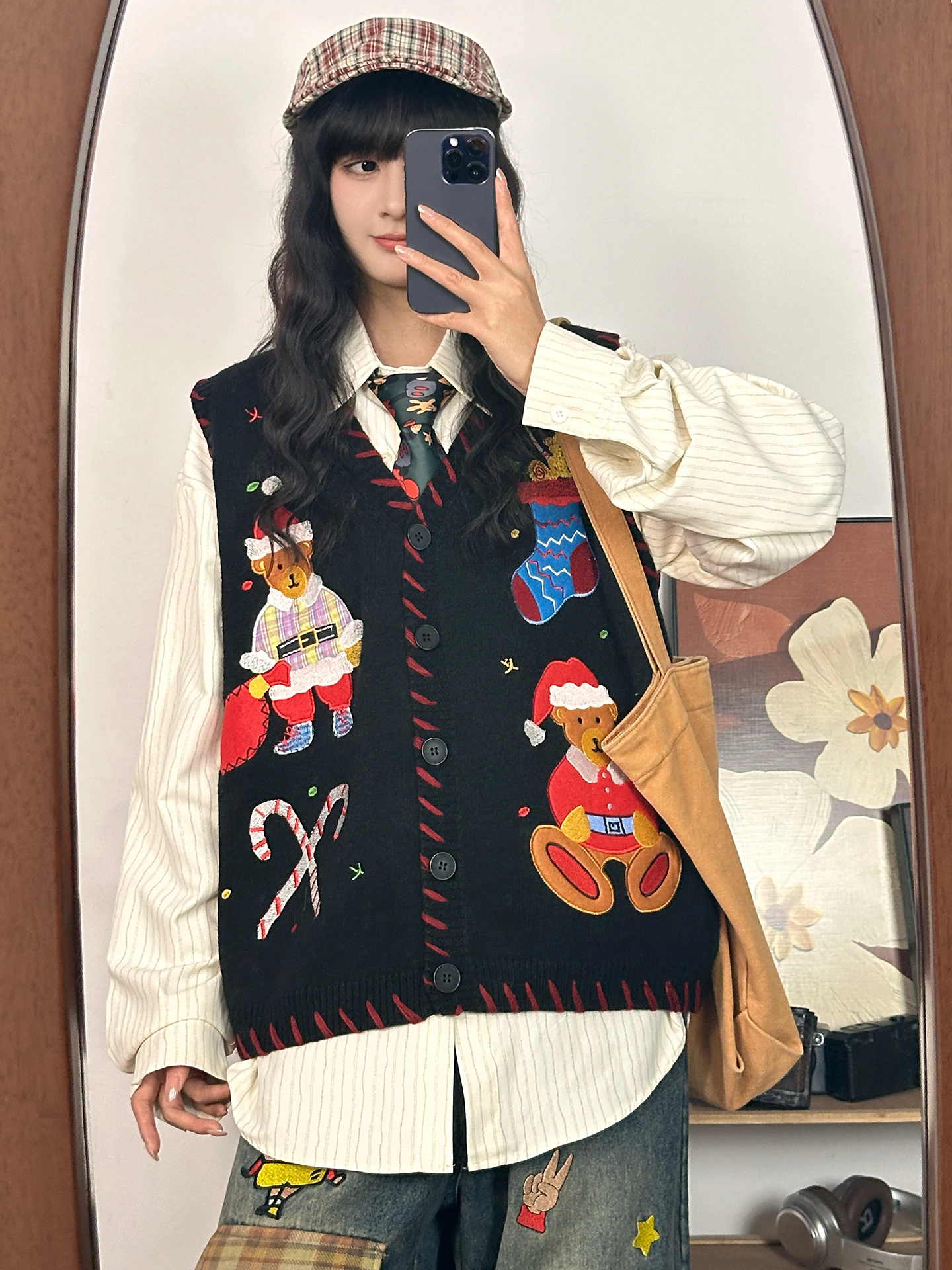 

Оригинальный американский ретро-кардиган-жилет в стиле колор-блок, вязаный, для женщин, осенне-зимний, в стиле lazy style, свитер-пальто, уличный стиль, свободный крой