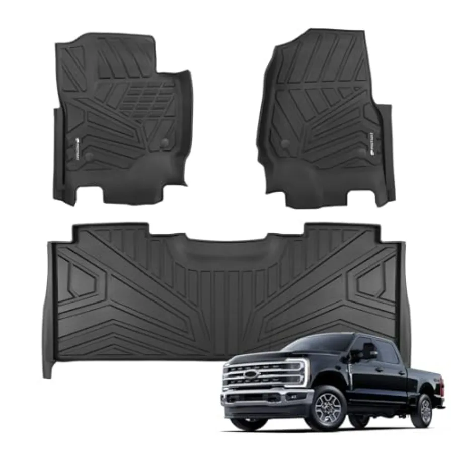

Комплект всепогодных ковриков TPE для пола, на заказ, для Ford F-250/F-350 SuperCrew Cab 2017-2026, 1-й и 2-й ряд, полный комплект