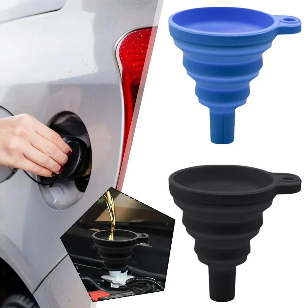 Foldable Silicone Car Funnel Silicone Separation Filter Portable Telescopic Auto Engine Oil Leak Petrol Refueling Funnel Tool