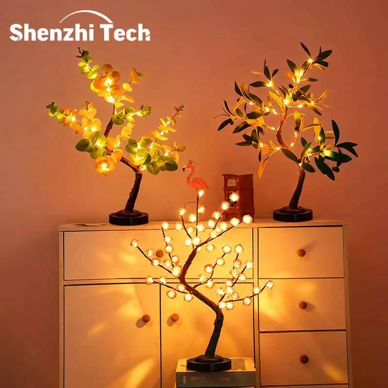Shenzhi Tech 5 Styles LED Tree Lamp, Artificial Bonsai Tree Light with USB/Battery Power for Home Room Decor