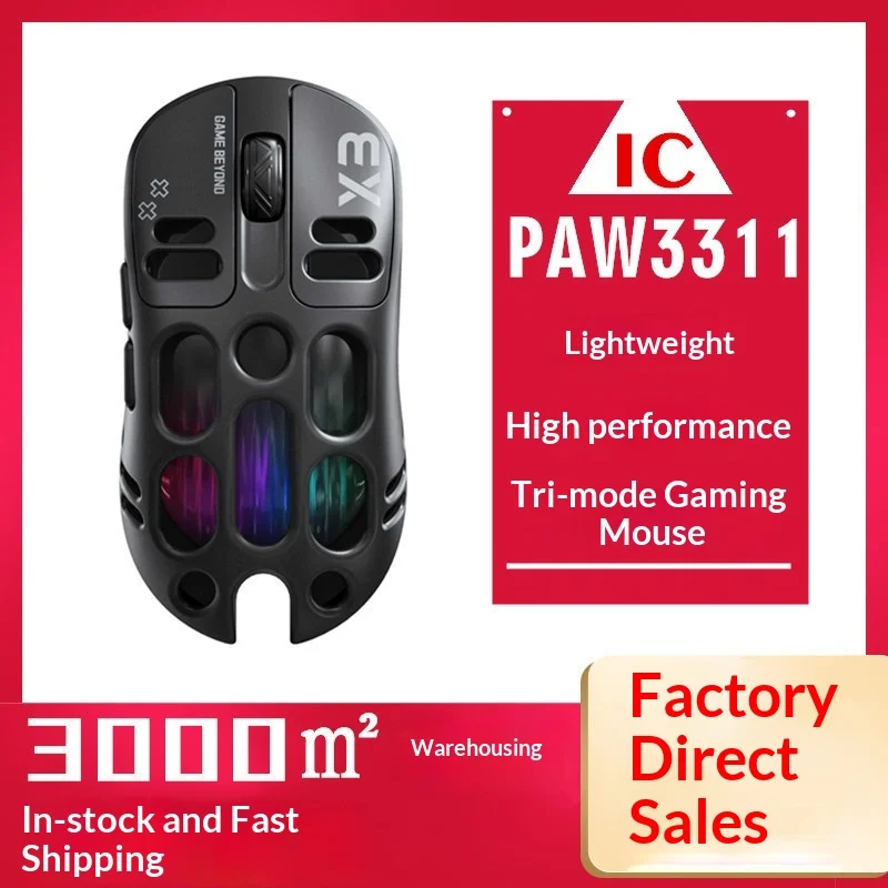 T-Wolf X3 Lightweight 3 Mode Rechargeable Wireless Bluetooth Gaming Mouse Paw3311 Sensor 500mah Battery 5 Gear Dpi For Pc Gamers