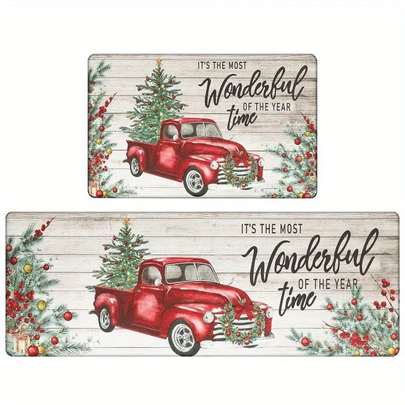 Christmas Kitchen Rugs Set Anti Fatigue Kitchen Mats for Padded Comfort Standing Desk Mat Runner Rug Christmas
