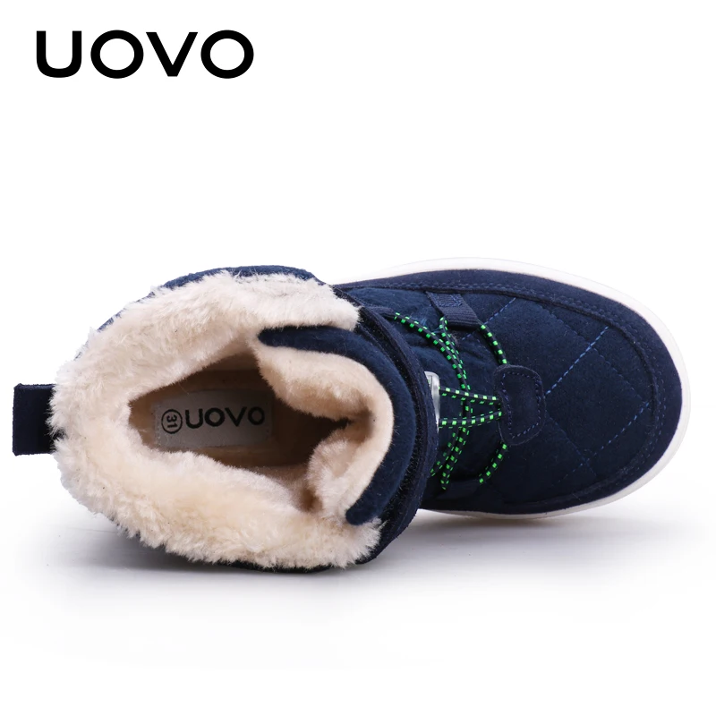 UOVO, recién llegado, invierno, moda de nieve para niños, botas cálidas para niños, zapatos para niños y niñas con forro de felpa, talla 31-37