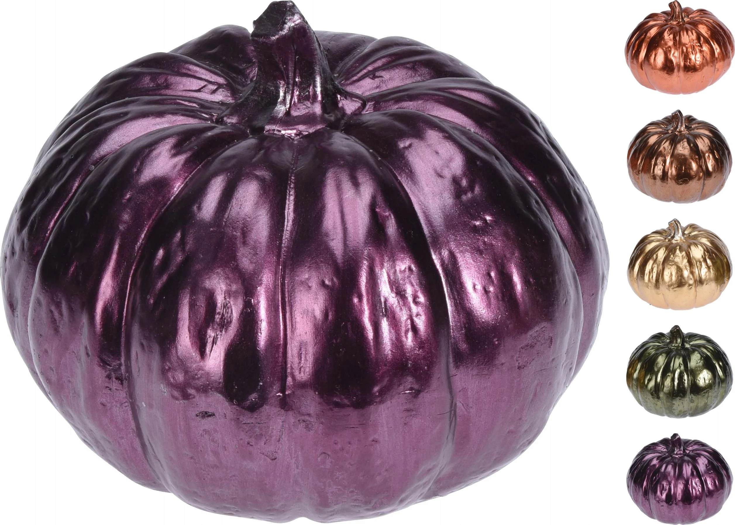 Pompoen decoratieve beeldjes keramiek metallic 13cm