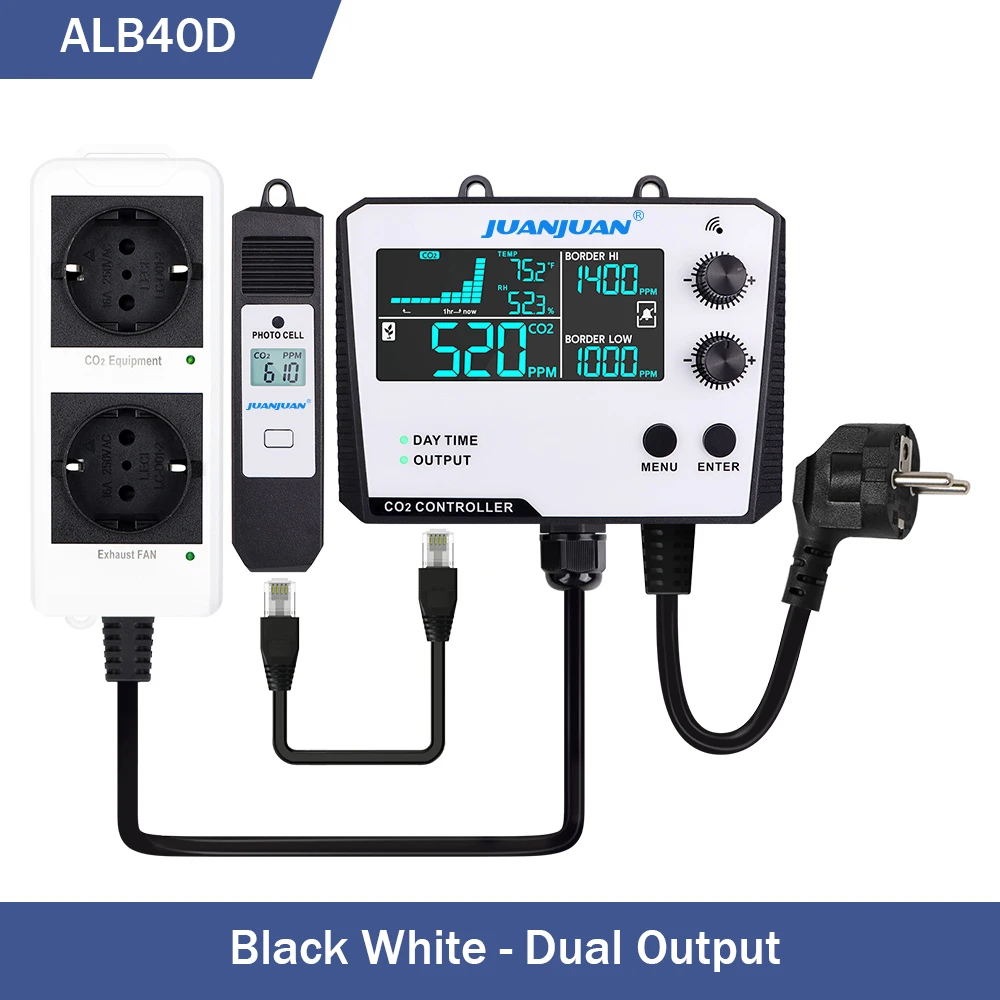 0 ~ 5000ppm CO2 Controller LCD Display Luchtkwaliteit Monitor CO2 Concentratie Controle Kooldioxide Regulator voor Plant Kas