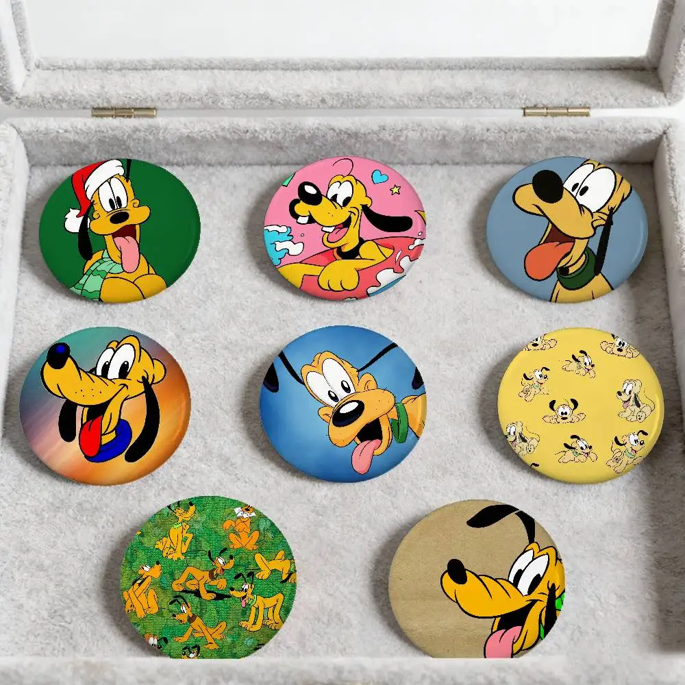 P-Pluto Cartoon Characters Badges Peripheral Lapel Pins Tinplate Round Brooch For Shoulder Bag Accessories Souvenir Gifts
