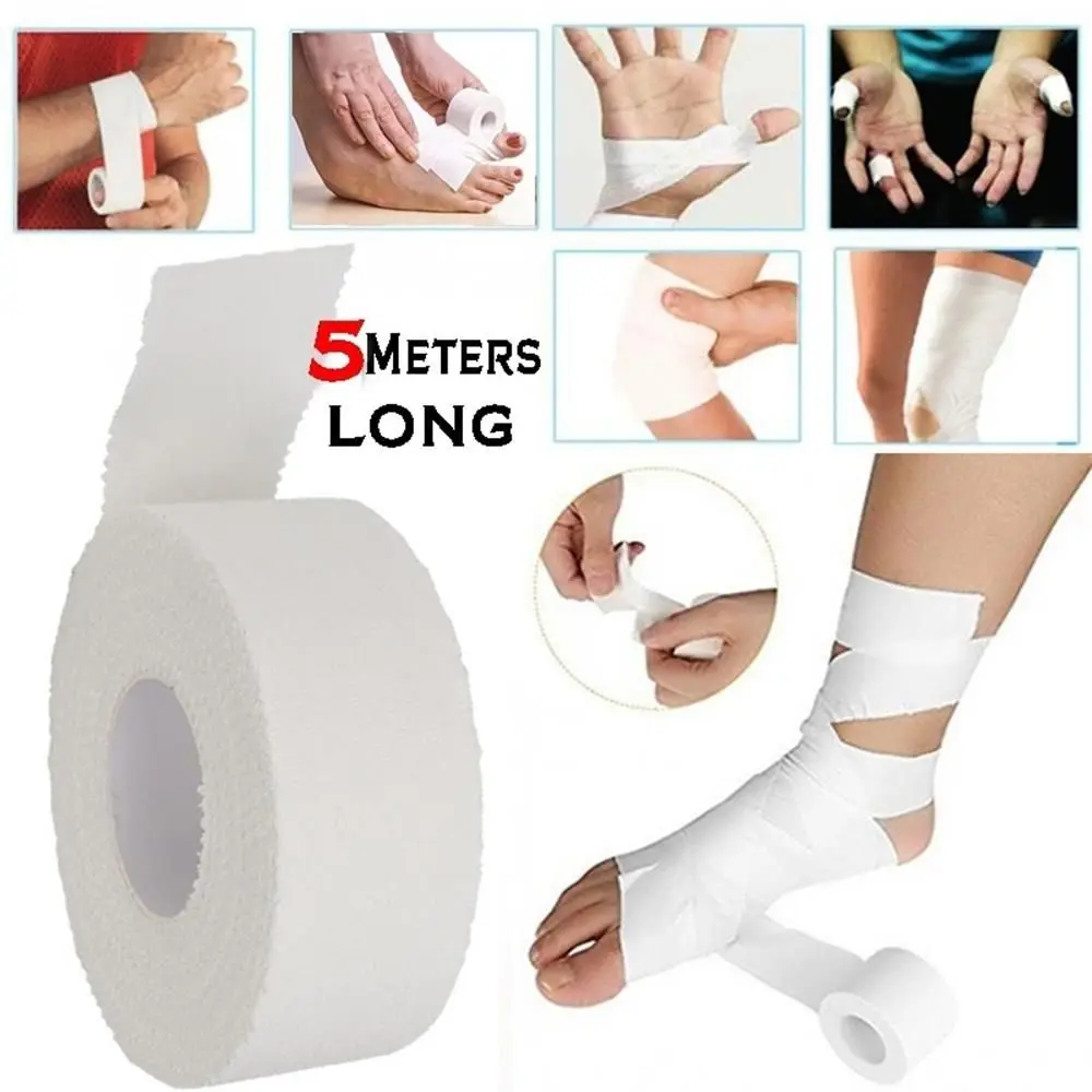 1PC Waterproof Cotton White Boxing Adhesive Tape Strain Injury Care Support Sport Binding Physio Muscle Elastic Bandage