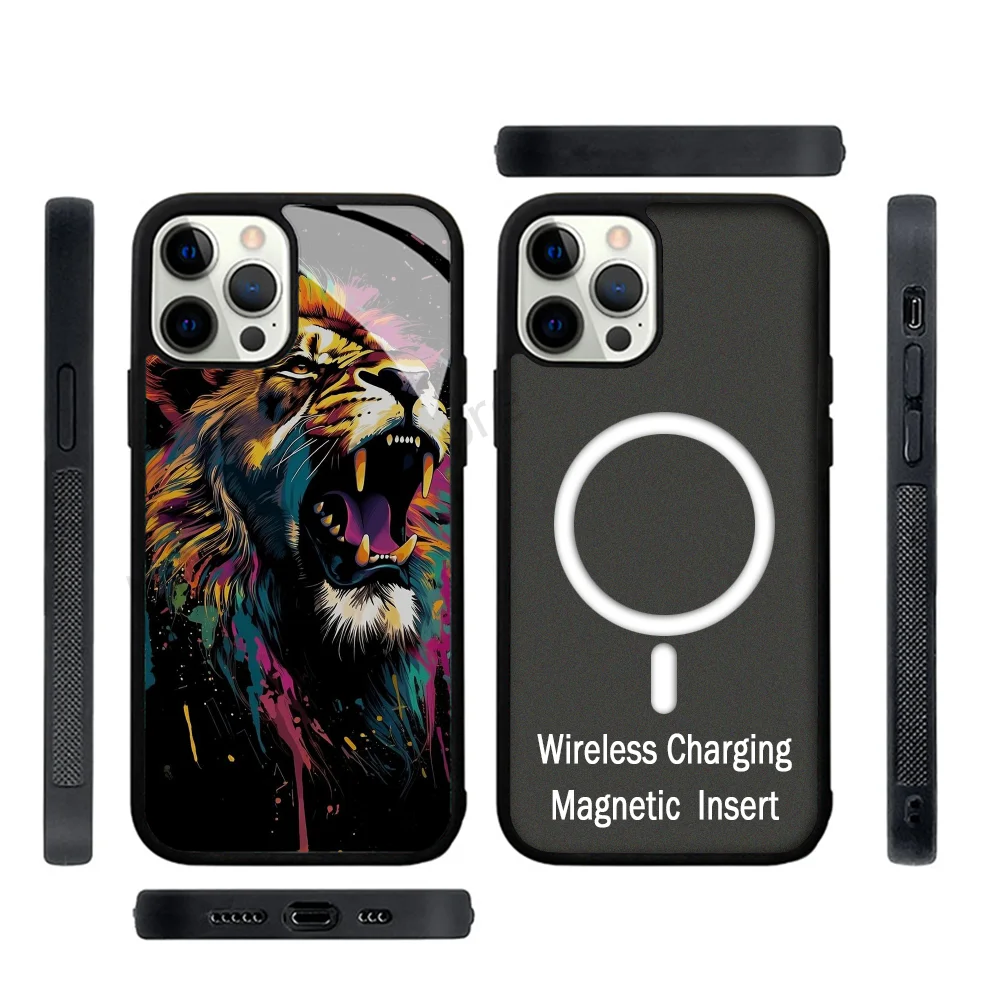 

Animal The Lion Phone Case Strong Magnetic For IPhone 15 14 13 Pro Max 11 12 Mini For Magsafe