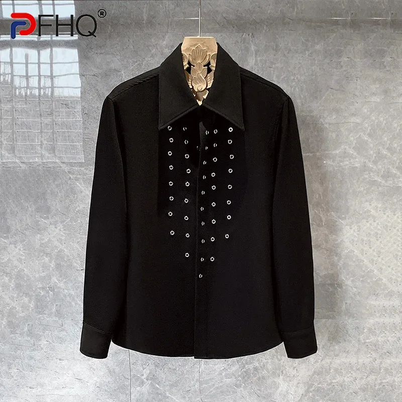 

PFHQ Design Loose Long Sleeved Men's Shirt Trendy Casual Metal Buckle Decoration Darkwear New 2024 Male Tops Fashion 21Z5047