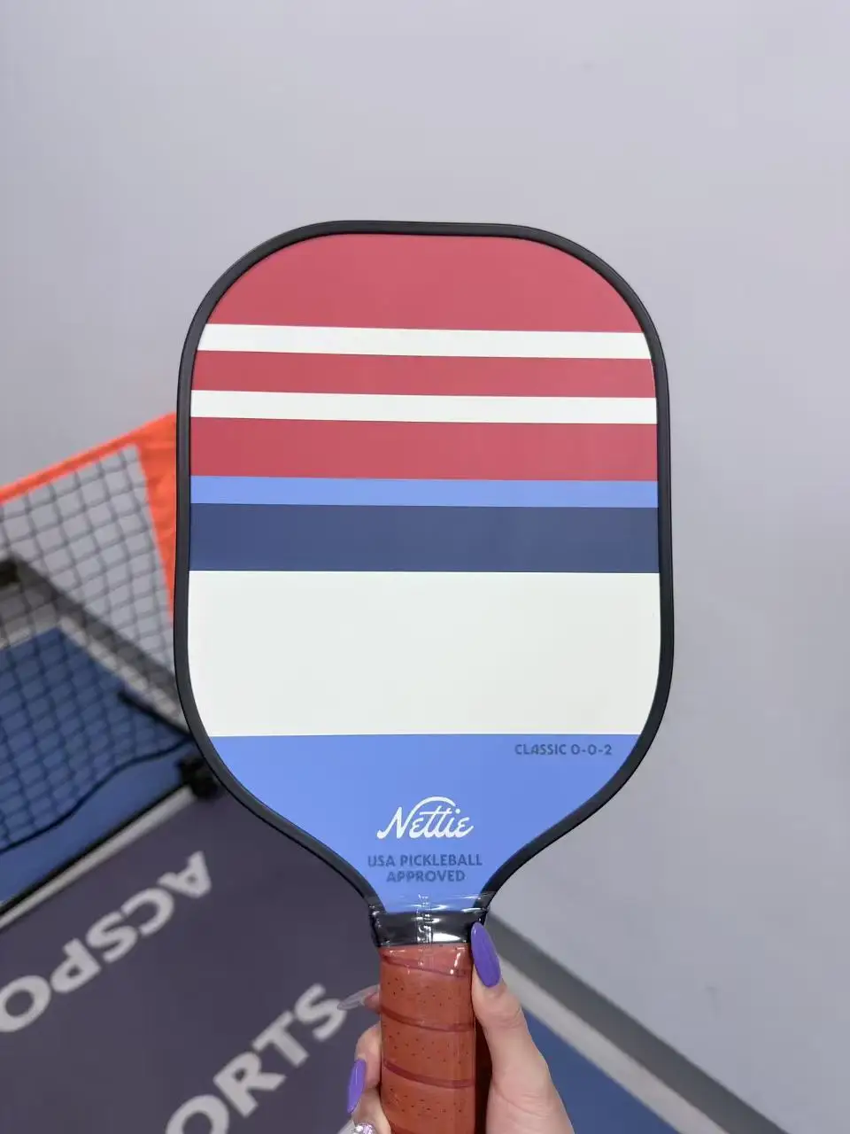 Classic Retro Striped Pickleball Paddle Max Grit Fiberglass USA Approved Training Racket
