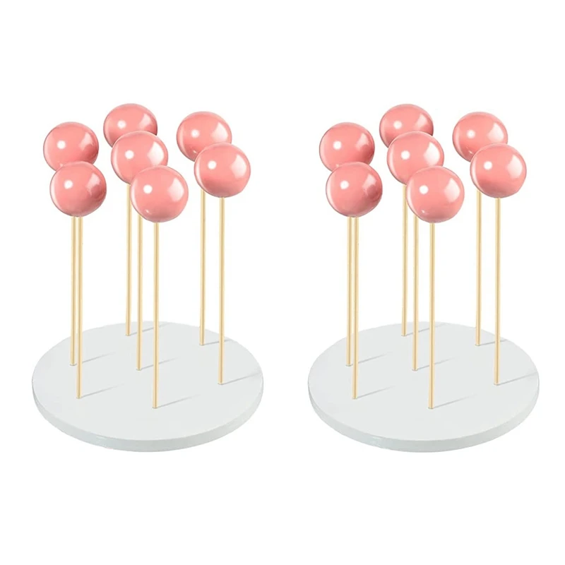 2 Pack Cake Stand - 7 Hole Lollipop Holder Display Round Candy Or Sucker Stand For Wedding, Birthday Party