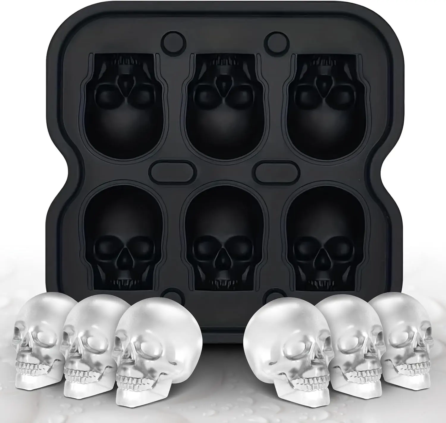 

Ice Cube Mold, 6-Cavity Silicone Ice Tray for Whiskey, Cocktails, and Beverages, Food-Grade Flexible Ice Maker for Halloween &am
