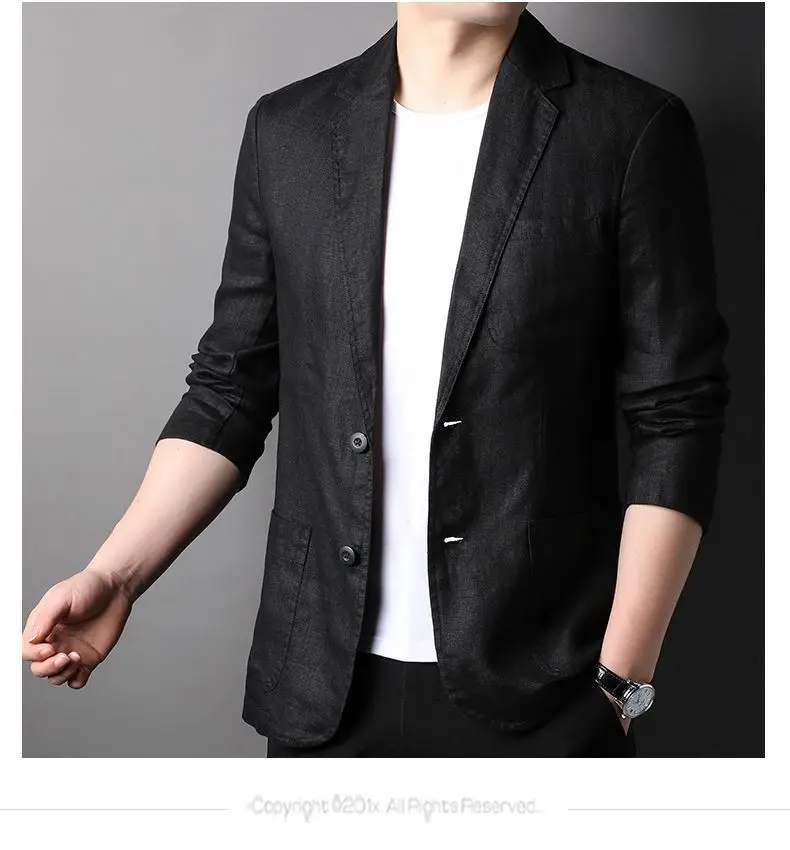 Leinen-Sonnenschutzjacke Blazer Modischer Herren-Outdoor-Reise-Hochzeits-Blazer Vielseitig Lässig Leicht Kühl Atmungsaktiv – Detail 9