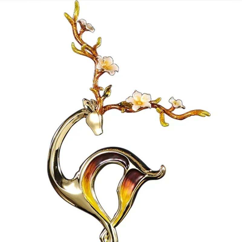 Hallway Sika Deer Decoration Living Room Creative Modern Villa Ornament Home Enamel Wine Cabinet Decoration Light Luxury