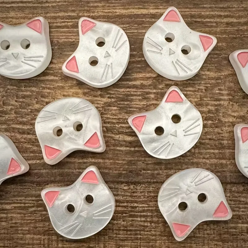 

6PCS Adorable Kitten Button Animal-Themed Decorative Buttons For Children Sweaters And Cardigans Clothing Lovely Embellishment