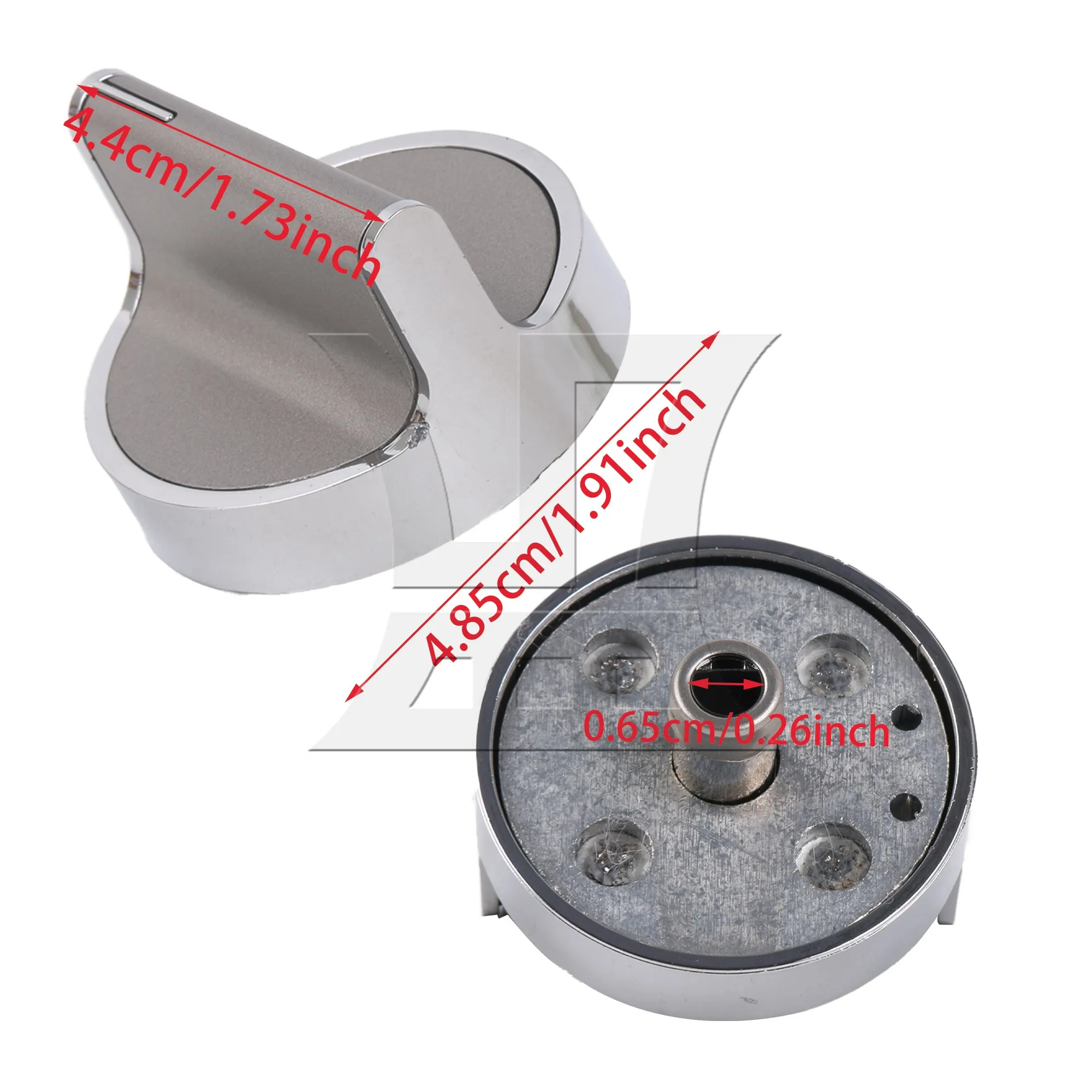 6 Pcs Silver Metal Dial Oven Knob 0.65cm Replacement for WCG51US0DS00