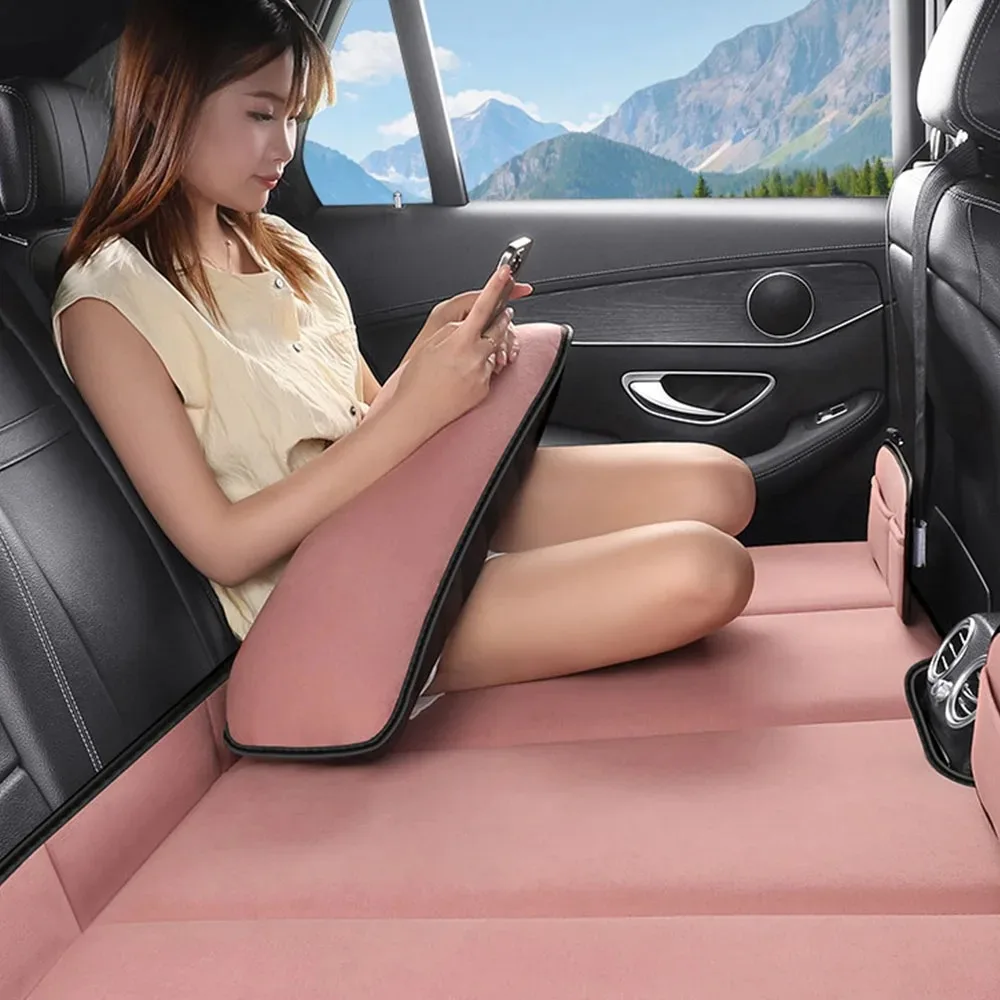 2 in 1 Car Travel Bed Air Inflatable Free Foldable Back Seat Sleeping Pad for SUV Sedan Camping Road Trip Vehicle Mattress view 4
