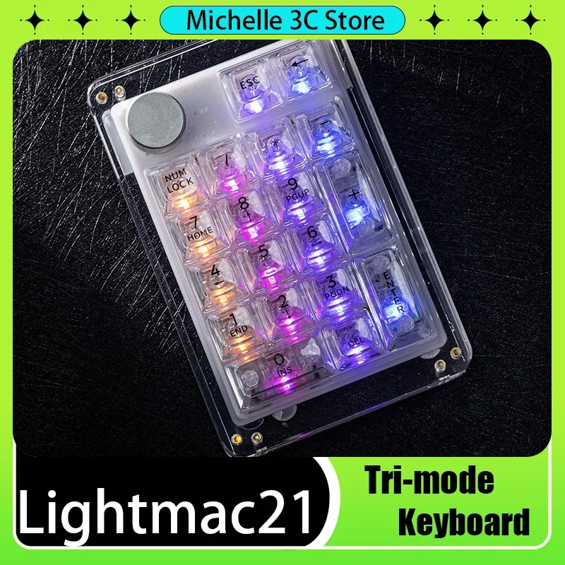 Lightmac 21 Transparent Digital Keyboard Three Mode Multi-system Switching GASKET Structure Full Key Hot Plug RGB Light 2000MAH