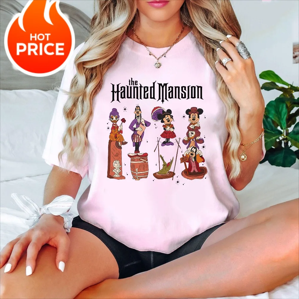 قميص Potdemiel The Haunted Mansion Foolish Mortals قميص ميكي والأصدقاء غرفة التمدد تي شيرت الهالوين ديزني موسم مخيف