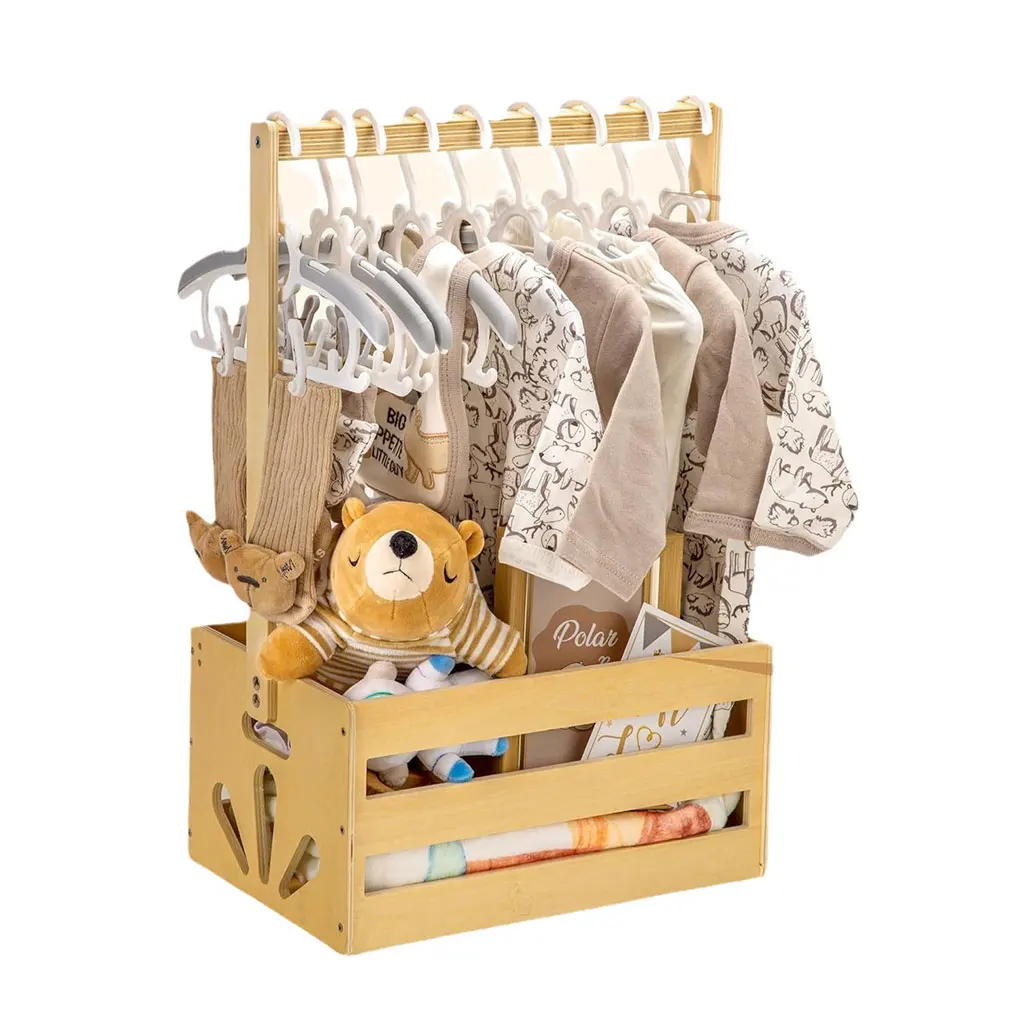 Wood Storage Crate Baby Toys Clothing Organizer Box Children Portable Basket Long Handle Sturdy Multipurpose Present Basket